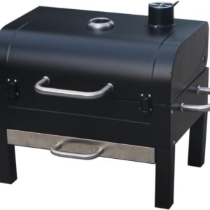 Portable Tabletop BBQ Grill - 18-inch, 2-Tiered, Side Handles & Lid - Compact Charcoal Grill for Picnic & Tailgate