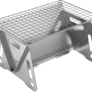 Portable Folding BBQ Grill with Carry Bag for 1-2 People - Charcoal Grill for Camping, Compact Stainless Steel Fire Pit, Outdoor Grill for Backyard, Hiking & Picnic (8.2X5.5 IN)