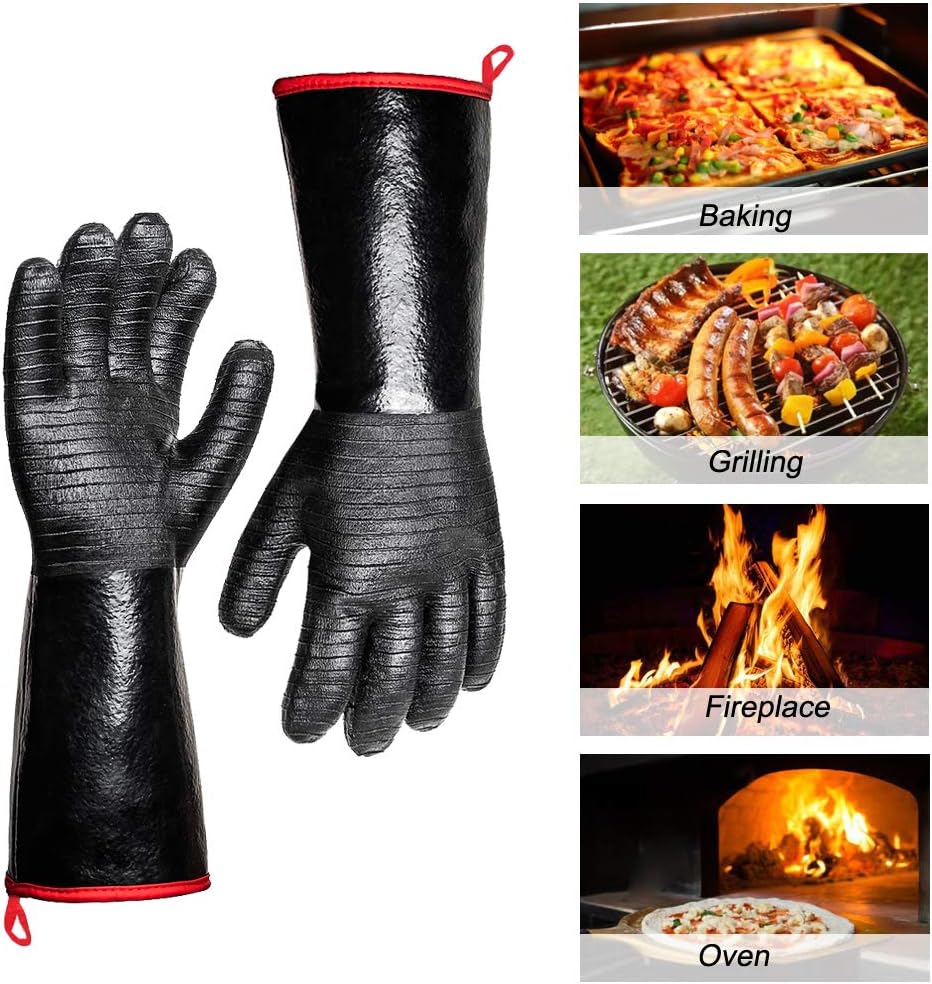 932°F Extreme Heat Resistant Gloves for Grill BBQ, Waterproof Long Sleeve Pit Grill Gloves for Fryer, Baking, Oven,Smoker,Fireproof, Oil Resistant Neoprene Coating(14-Inch ) - Image 2