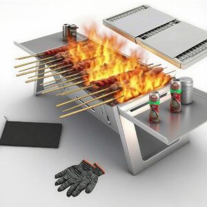 Foldable Small Charcoal Grill - Stainless Steel & High - Temp Resistant, Perfect for 2-3 Outdoor Enthusiasts! Ideal for Camping, BBQs, Picnics & Tailgating, Super Portable  Grills