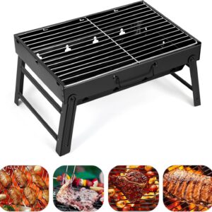 Barbecue Grill, Charcoal Grill Folding Portable Lightweight Barbecue Grill Tools for Outdoor Grilling Cooking Camping Hiking Picnics Tailgating Backpacking Party (Medium)