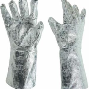 1000℃ High Temperature Resistant Five Fingers Gloves, Safety Work Gloves, Aluminum Foil BBQ Gloves for Women Cooking