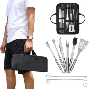 9-Piece BBQ Grill Tool Set, Stainless Steel with Storage Bag