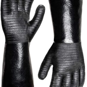 932°F Extreme Heat Resistant Gloves for Grill BBQ, Waterproof Long Sleeve Pit Grill Gloves for Fryer, Baking, Oven,Smoker,Fireproof, Oil Resistant Neoprene Coating(14-Inch )