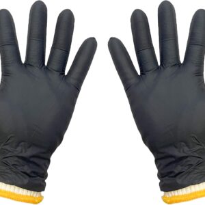 BBQ Gloves Disposable Heat Resistant - 4 Reusable Cotton Liners & 100 Nitrile Gloves for Barbecue Smoker, Grilling, Cooking Hot Meat, Food Prep - 5Mil, Non-Slip Grip, Black X-Large