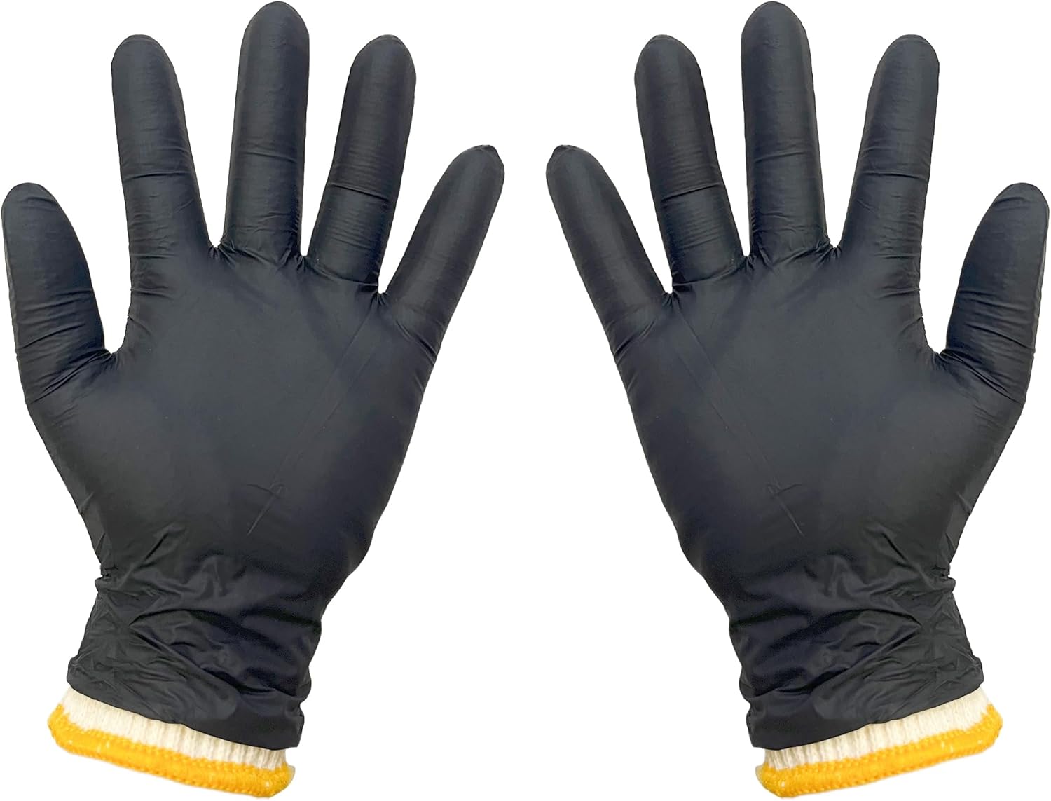 BBQ Gloves Disposable Heat Resistant - 4 Reusable Cotton Liners & 100 Nitrile Gloves for Barbecue Smoker, Grilling, Cooking Hot Meat, Food Prep - 5Mil, Non-Slip Grip, Black X-Large