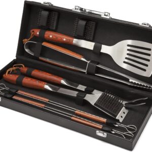 10-Piece Premium Grilling Set, Grill Accessories Stainless Steel BBQ Tools, Storage Tote for Spatula, Tongs, Grill Brush, and More, Perfect for BBQ, Cookouts, Camping, Tailgates