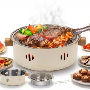 Portable Charcoal Grill, 13''diameter Tabletop BBQ Grill with Stainless Steel Grate, Compact Outdoor Charcoal Barbecue for Camping, Picnic, Backyard, Travel, Small Grill for 2-4 People