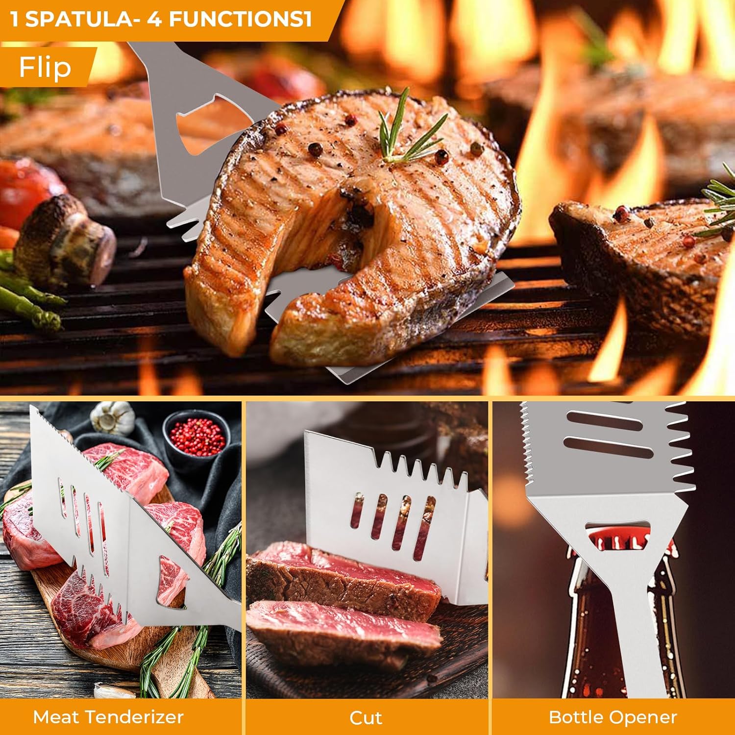 Grill Utensils Set,15 Pcs Stainless Steel BBQ Accessories Set, Portable Professional Grill Tool, Perfect Grill Kit Gift for Outdoor with Bag - Image 2