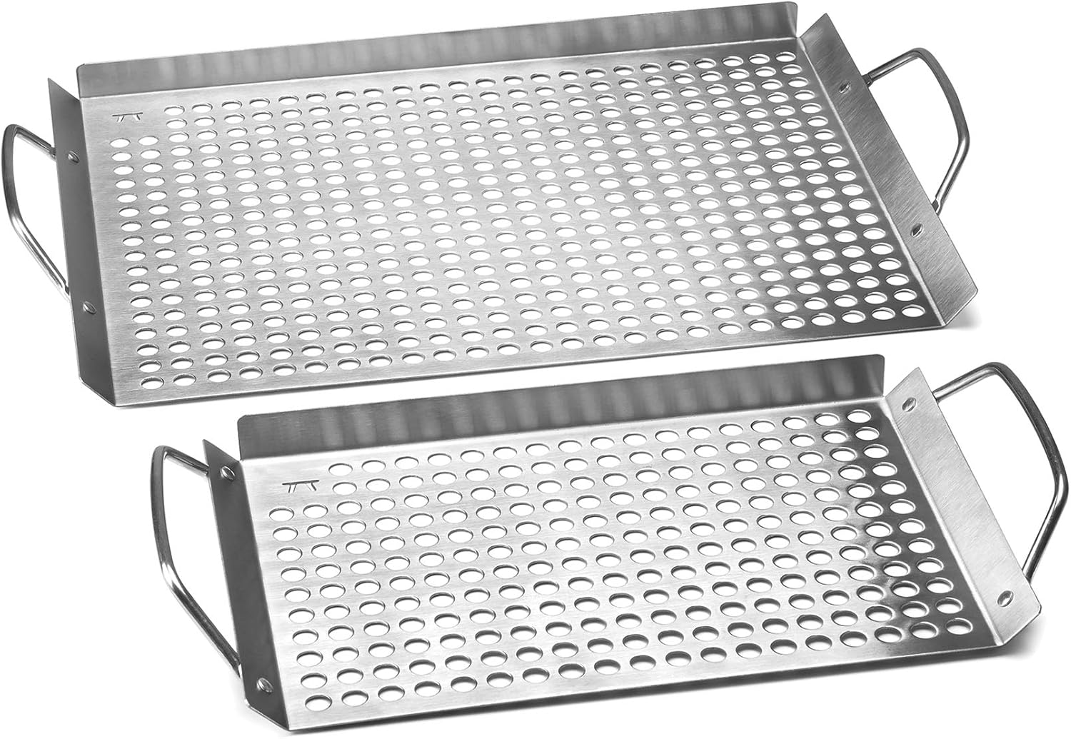 Stainless Steel Grill Topper Grid, Set of 2, 11"x7" and 11"x17" BBQ Basket Trays
