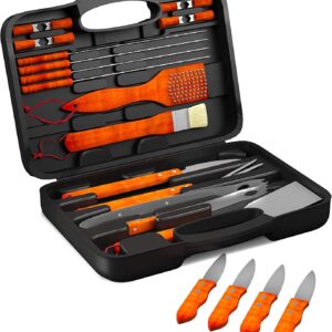 BBQ Grill Tools Set Collection - Barbecue Accessories with Case