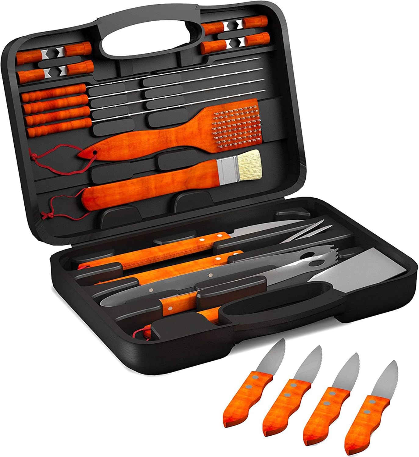 BBQ Grill Tools Set Collection - Barbecue Accessories with Case