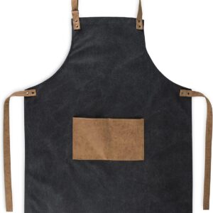 Cooking Apron for Men with Adjustable Faux Leather Strap, Grilling Apron with Pocket for Football Game Fans, Family BBQ Gatherings, Camping Trips, Tailgate, Outdoor Party