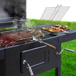 Grill Basket - Stainless Steel Large Folding Barbecue Grilling Basket with Handle, Portable BBQ Accessories for Fish, Shrimp, Vegetables, Grilling Accessories, Gifts for Outdoor Cooking Camping (2 Pack)