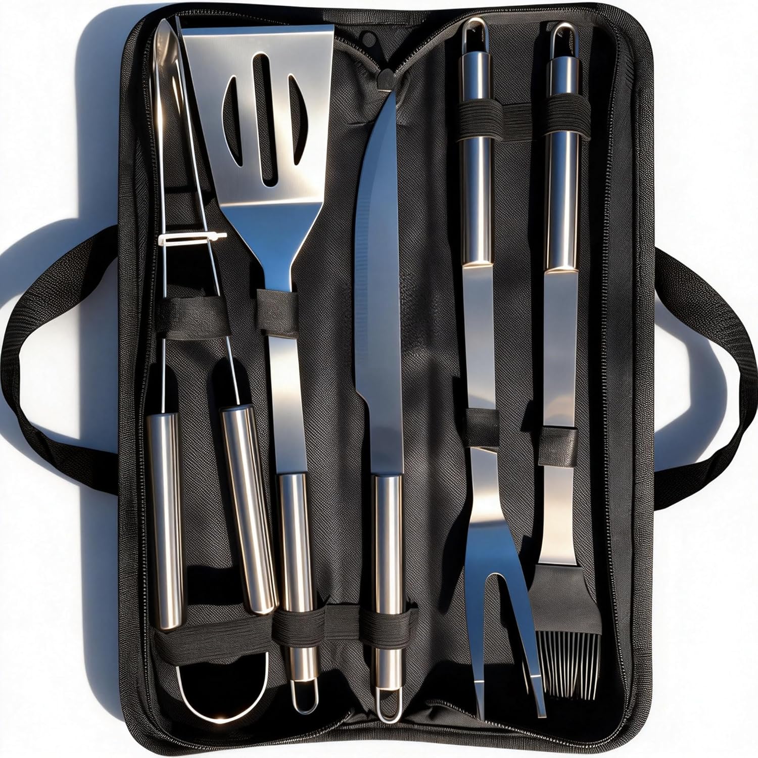 BBQ Grilling Tools Set - Stainless Steel Grilling Accessories with Free Portable Bag. (5PCS)